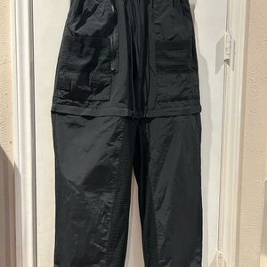 Black Convertible Cargo Pants with Zip-Off Design